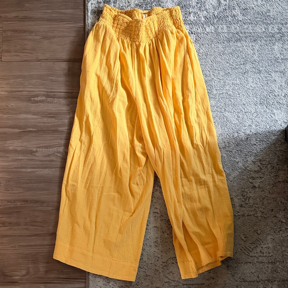 Free People Yellow At Ease Pants